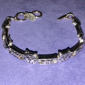 Cookie Lee Silver Tone Cat Fish Link Tennis Bracelet Retired Adjustable